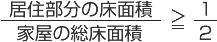 家屋全体で判定し、居住部分の割合（別荘部分を除く）が２分の１以上であることが要件となります。